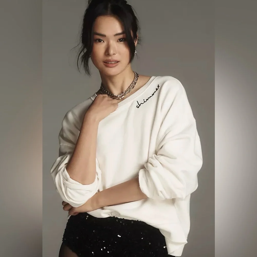 Anthropologie Pilcro Embroidered “Shimmer” Sweatshirt - Picture 1 of 5